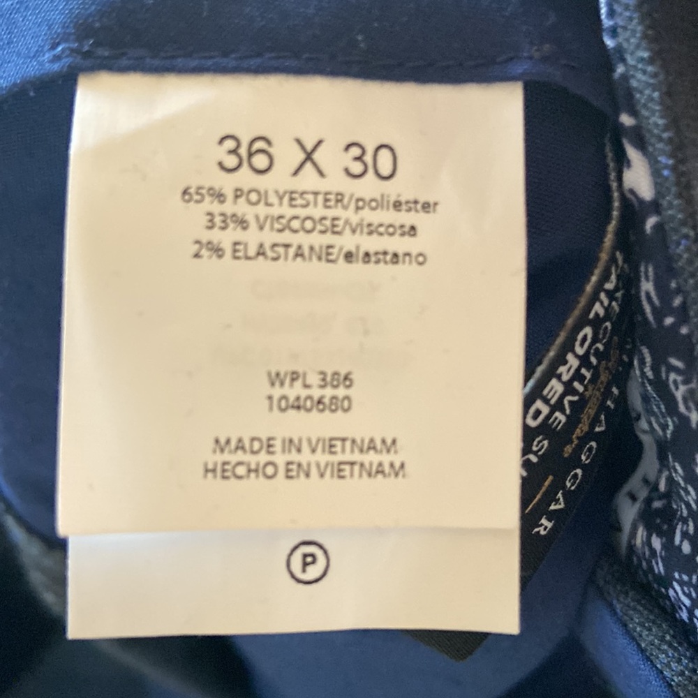 NWOT men’s JM Haggar dress pants size 36 x 30 gray and blue striped - Picture 5 of 6